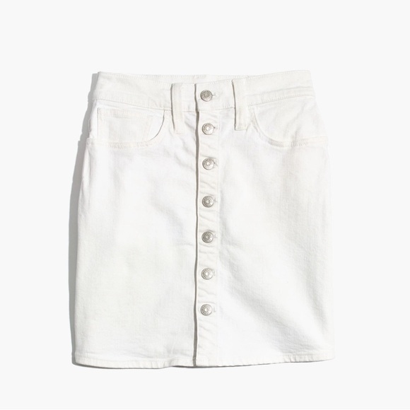 NWT Made Denim Skirt Mini Tule White Cream Stretch Button Front Size 30 - Picture 9 of 11